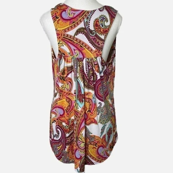 Venus Colorful Paisley Racerback Hi Lo Tank Top - Picture 2 of 9